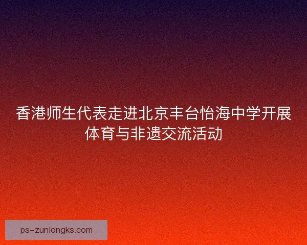 香港师生代表走进北京丰台怡海中学开展体育与非遗交流活动